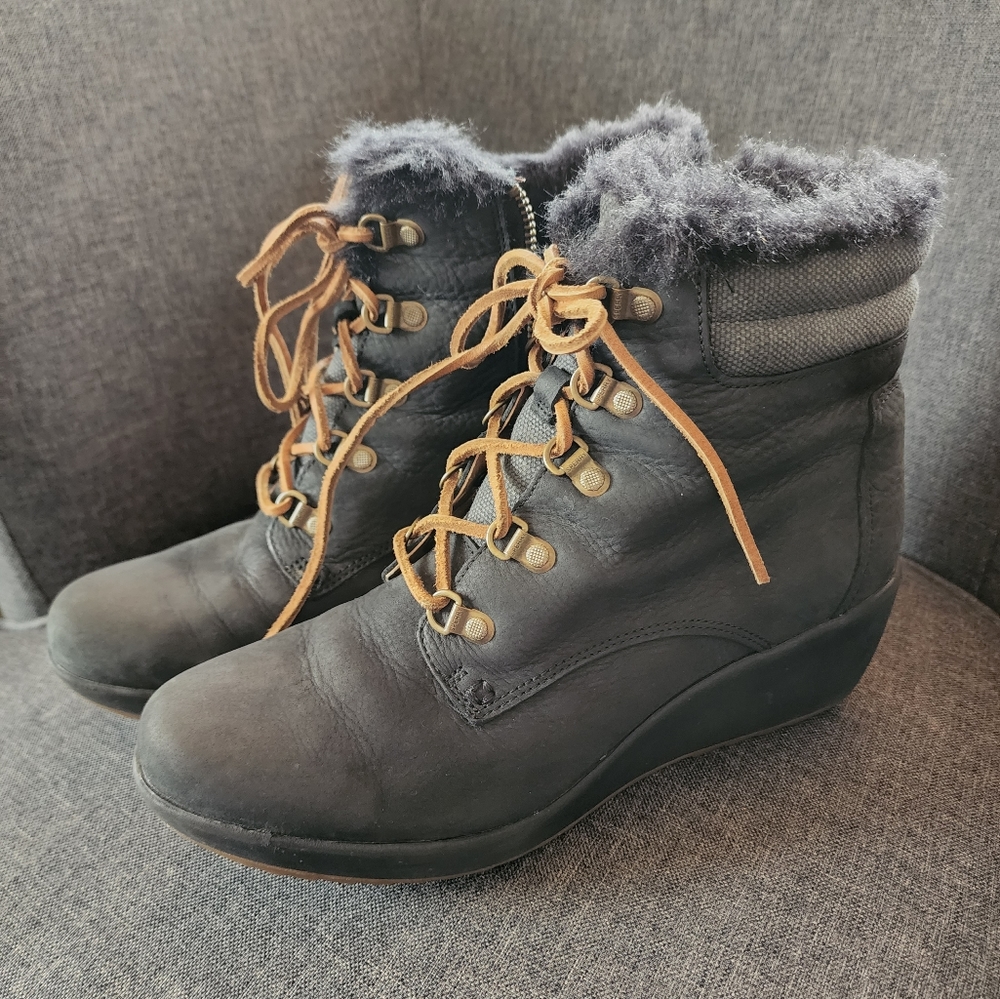 EUC Sperry Top-Sider Women's Black Luca Peak Weatherproof Wedge Booties